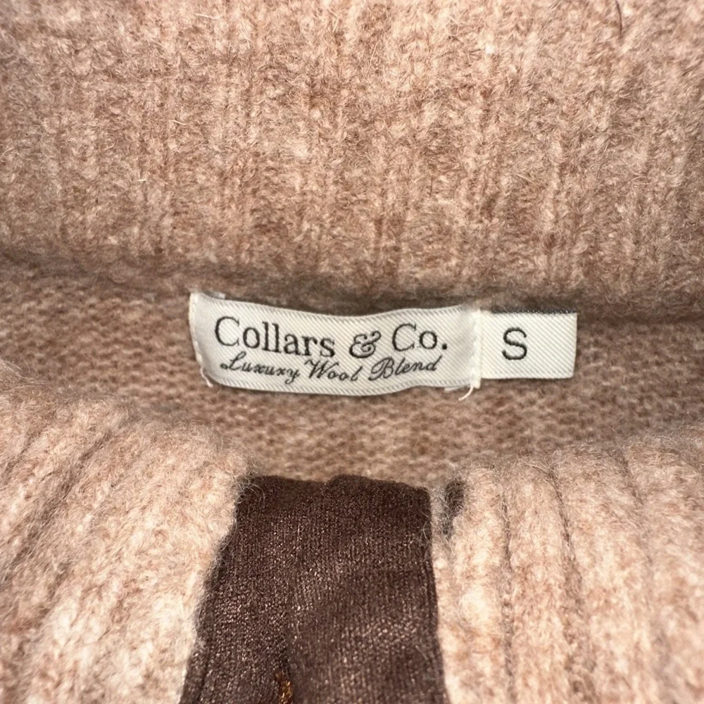 Collars & Co Small Balmoral Three Button Wool Blend Sweater Men Camel Tan